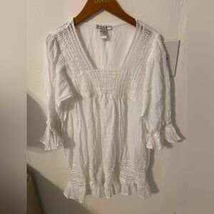 Cute white embroidered and lace dress swimsuit cover up
